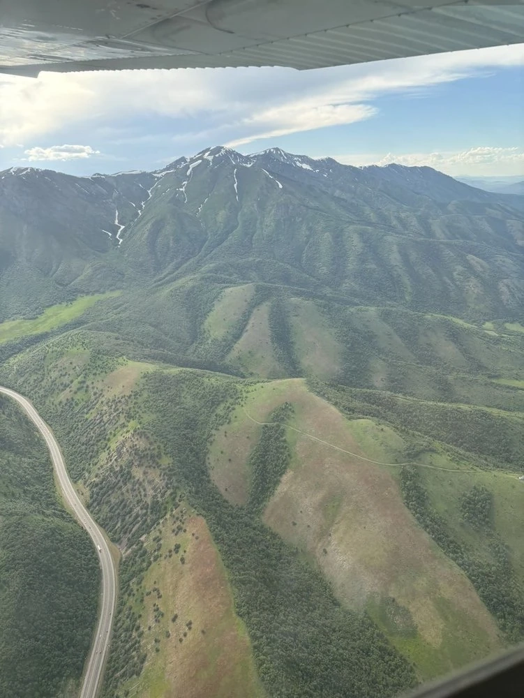 View of Ogden Mountains from a plane