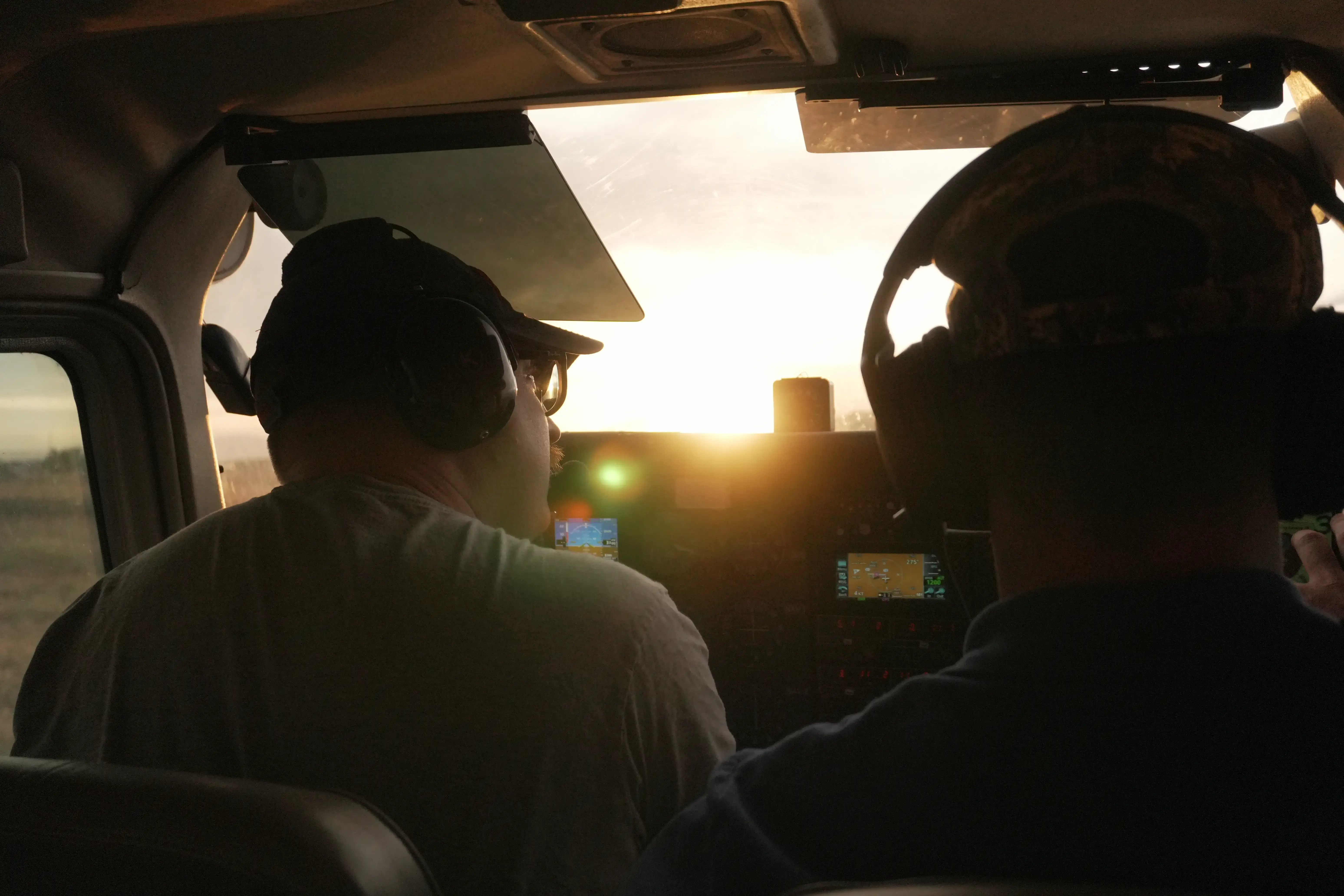 Student with the controls during a discovery flight in utah