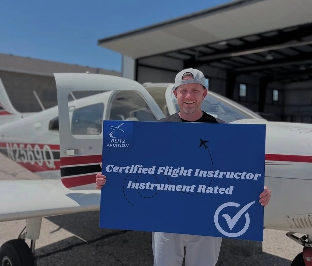 Student passing check-ride for Certified Flight Instructor Instrument (CFII) at Blitz Aviation Salt City Lake Flight School