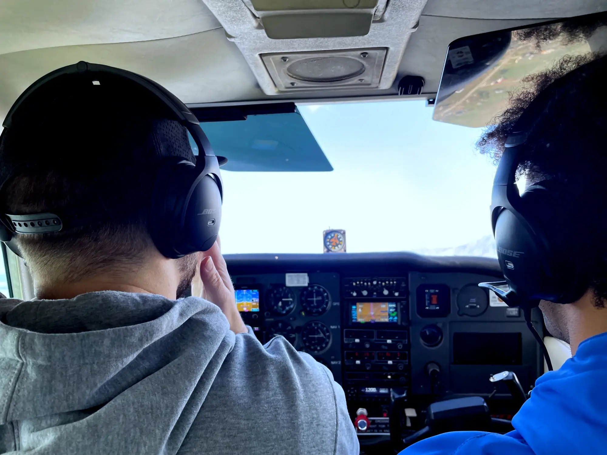 Student in a flight lesson at Blitz Aviation with a certified flight instructor